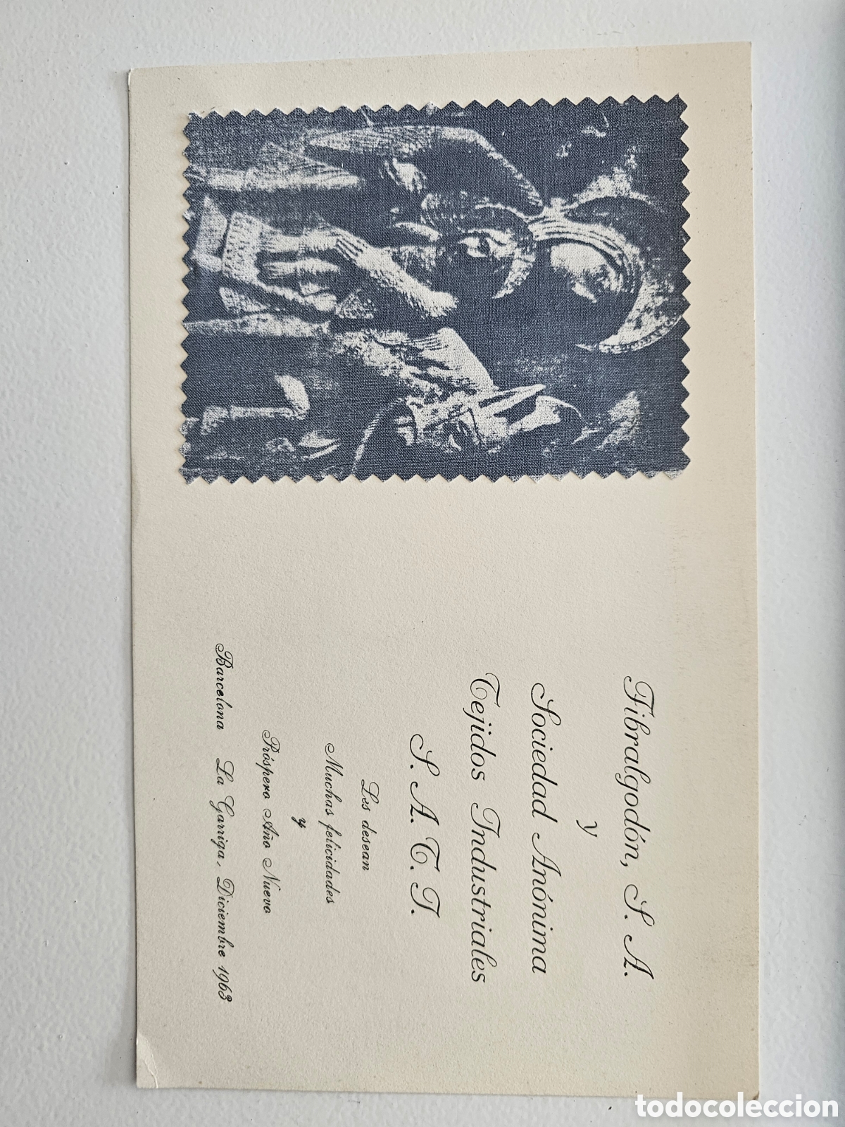 Otros Art&iacute;culos de Coleccionismo en Papel: Tarjeta de felicitaci&oacute;n de Navidad Fibralgodon S.A 1968 Bcn