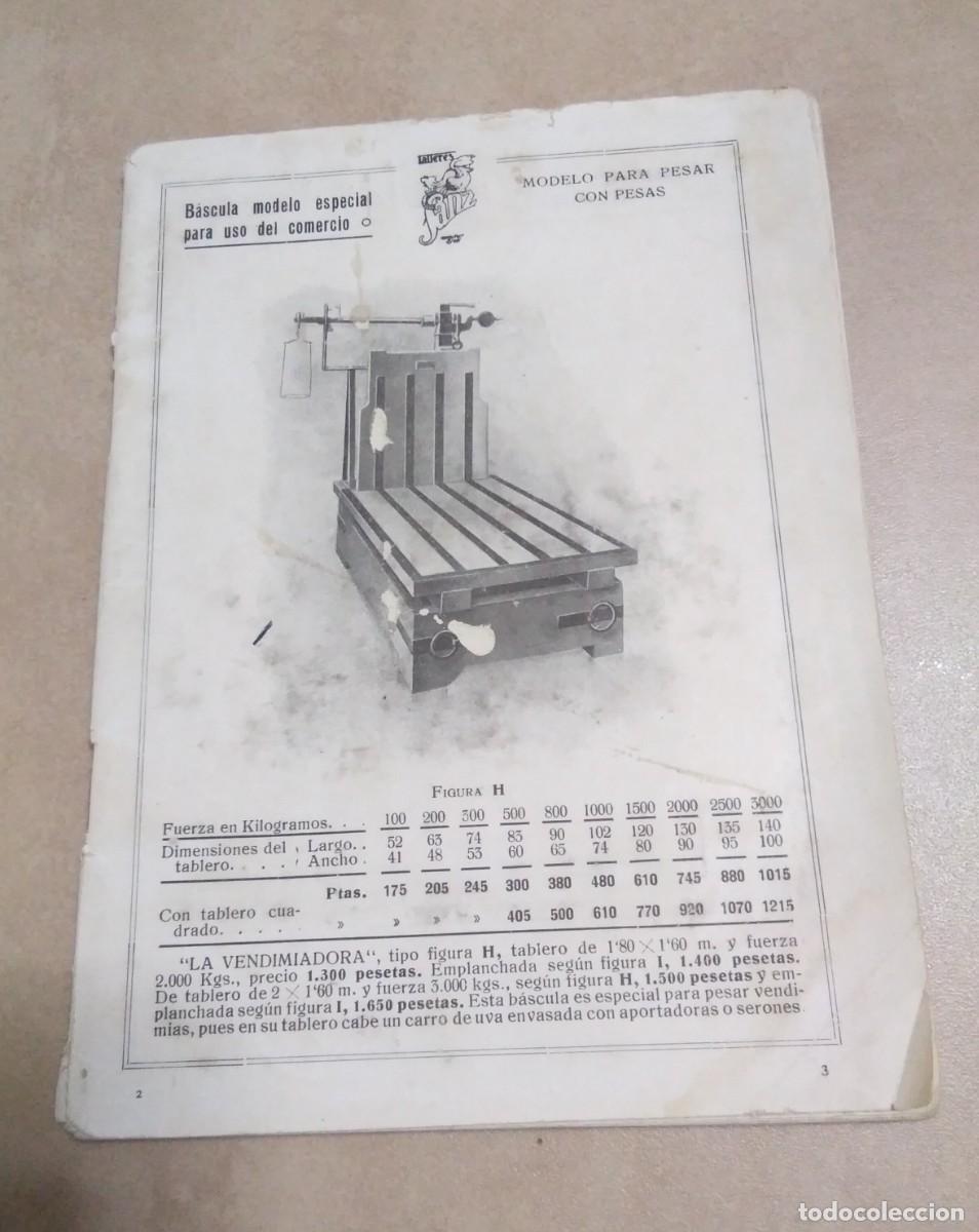 Otros Art&iacute;culos de Coleccionismo en Papel: C&aacute;talago de b&aacute;sculas balanzas carretillos, Talleres Sanz Valencia