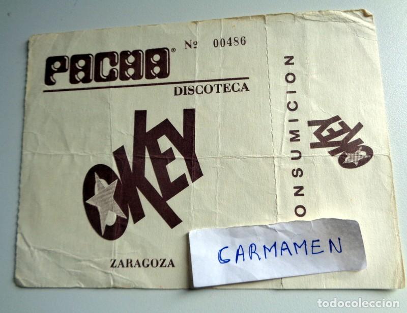 Otros Art&iacute;culos de Coleccionismo en Papel: VALE CONSUMICI&Oacute;N BATIDOS OKEY. DISCOTECA PACH&Aacute; ZARAGOZA. DISCO. ANTIGUO A&Ntilde;OS 80. RARO
