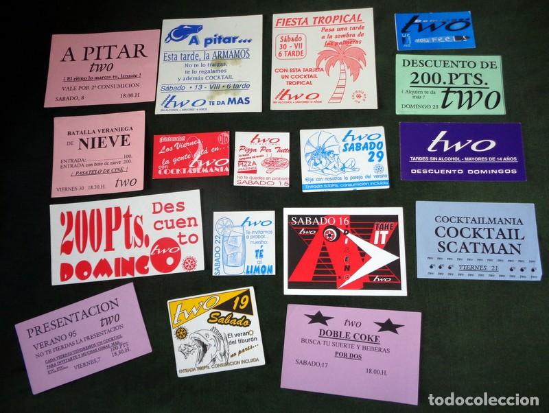 Otros Art&iacute;culos de Coleccionismo en Papel: LOTE 17 ENTRADAS TARJETAS PROMOCION DISCOTECA DISCO TWO ZARAGOZA FLYERS A&Ntilde;OS 80-90