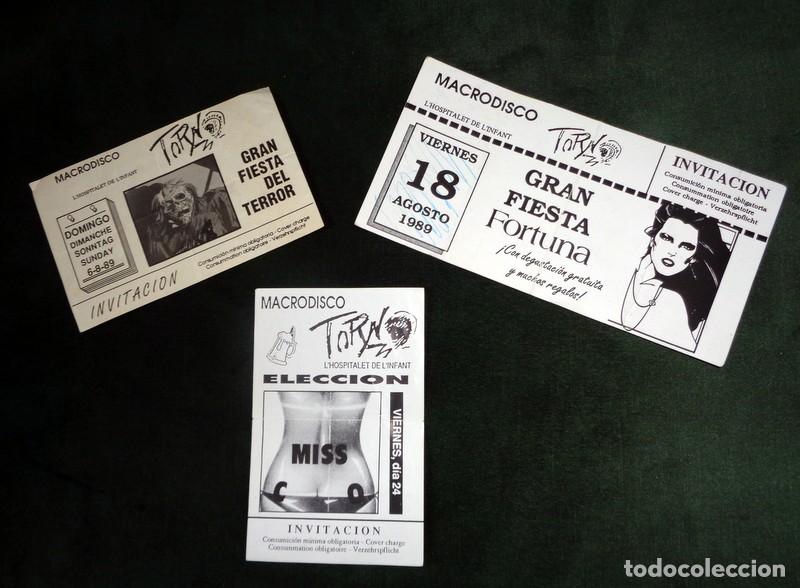 Otros Art&iacute;culos de Coleccionismo en Papel: LOTE 3 ENTRADAS INVITACI&Oacute;N ANTIGUAS. DISCOTECA TORN DISCO. HOSPITALET DE L'INFANT TARRAGONA. A&Ntilde;OS 90