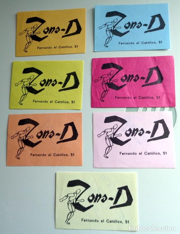 Otros Art&iacute;culos de Coleccionismo en Papel: LOTE 7 ENTRADAS INVITACIONES ANTIGUAS A&Ntilde;OS 80-90 DISCOTECA ZONA-D ZARAGOZA DISCO. DIFERENTES COLORES