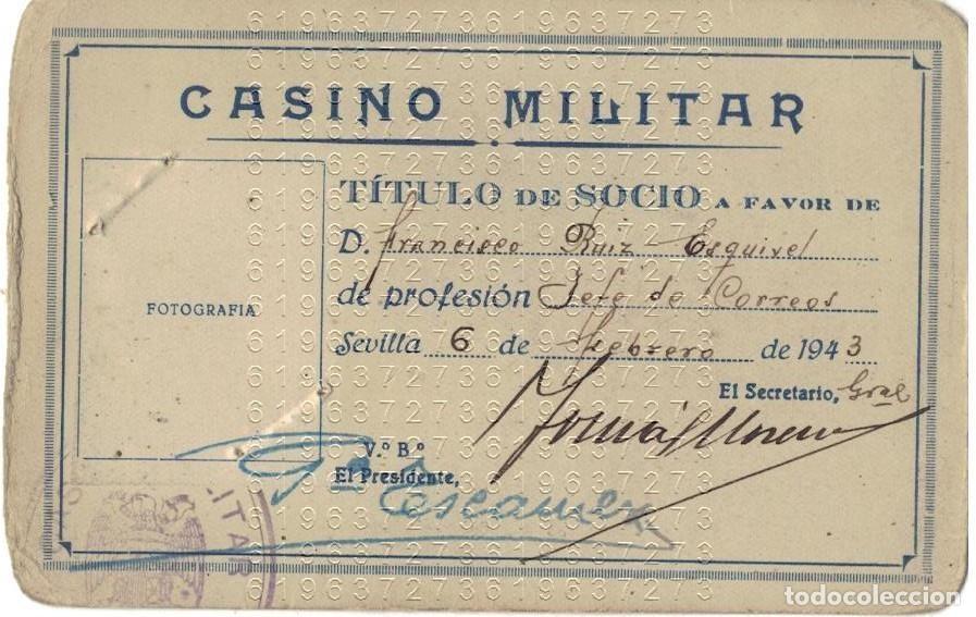Otros Art&iacute;culos de Coleccionismo en Papel: SEVILLA CASINO MILITAR 1943 CARNET SOCIO M18