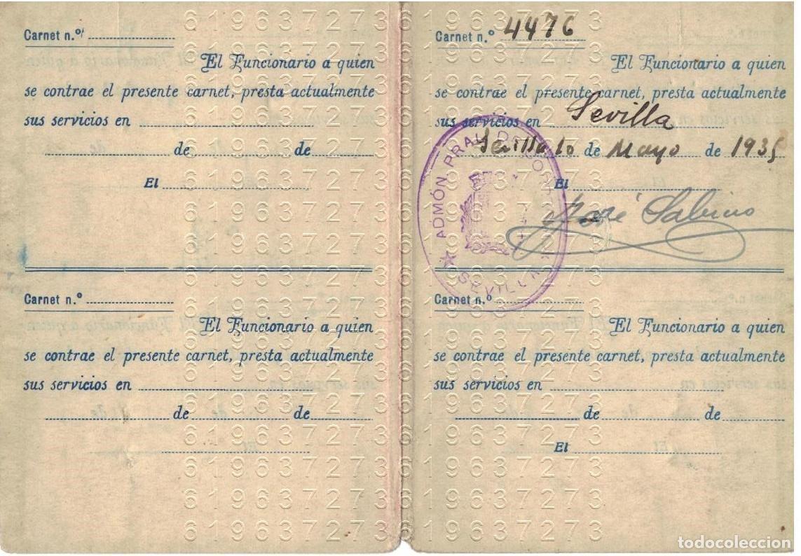 Otros Art&iacute;culos de Coleccionismo en Papel: SEVILLA REPUBLICA CARNET CORREOS FUNCIONARIO 1935 M18