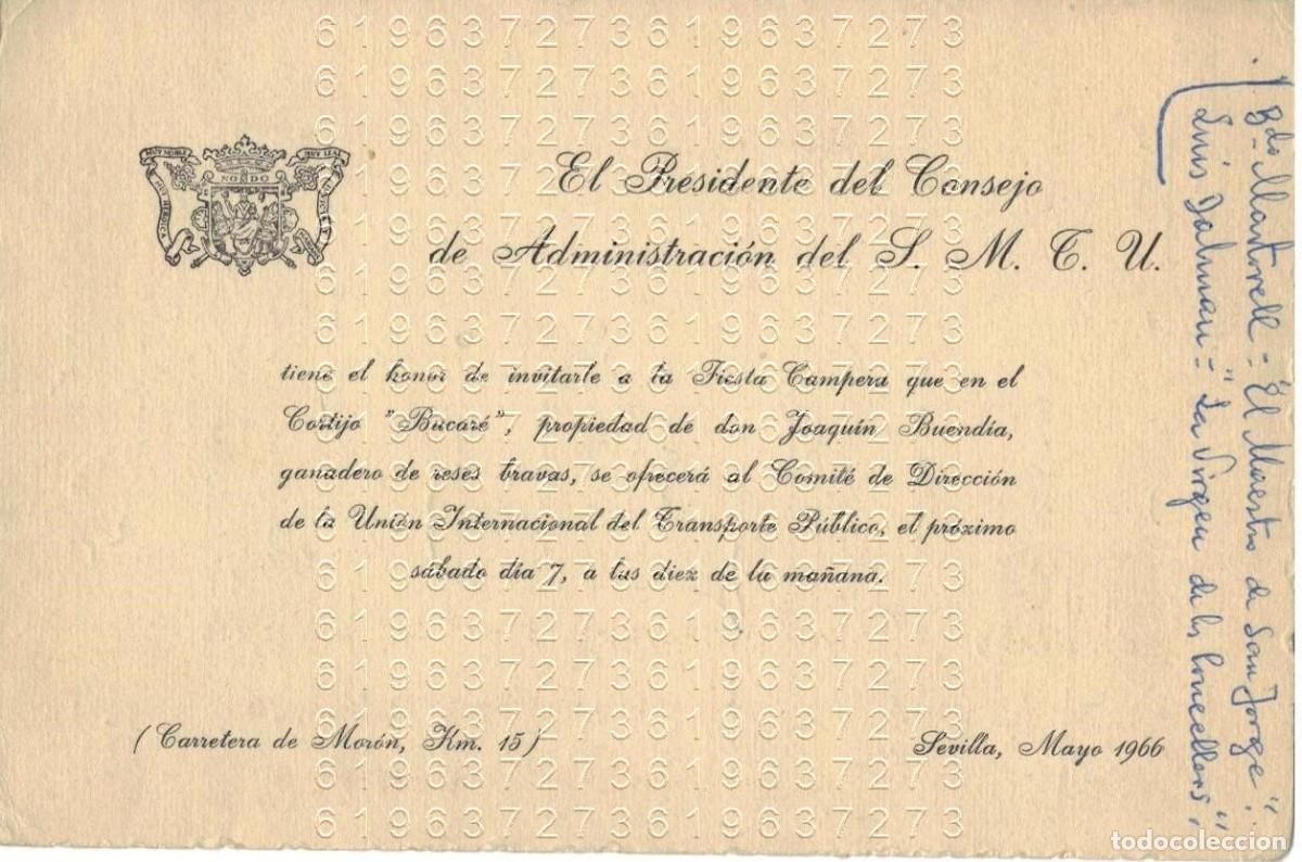 Otros Art&iacute;culos de Coleccionismo en Papel: ALCALA DE GUADAIRA CORTIJO BUCARE TARJETA INVITACION ACTO 1966 SEVILLA M18