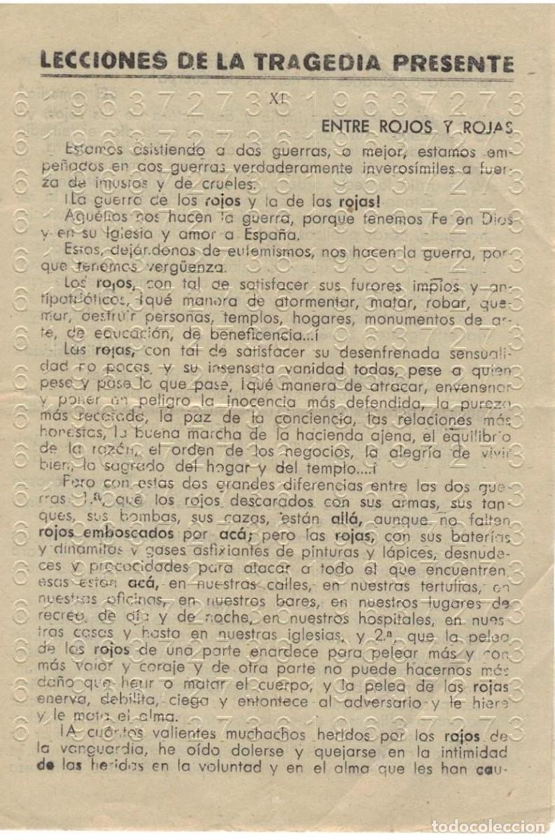 Otros Art&iacute;culos de Coleccionismo en Papel: LECCIONES DE LA TRAGEDIA PRESENTE XI ENTRE ROJOS Y ROJAS DIPTICO GUERRA CIVIL M18