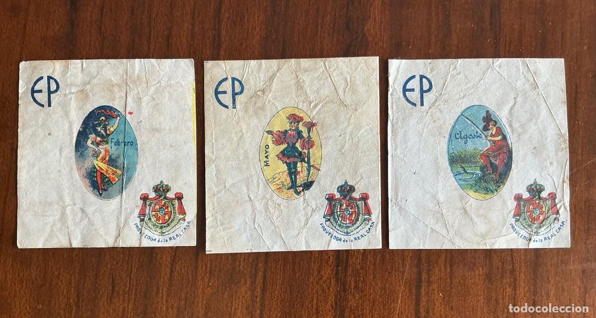Outros artigos de papel: 3 ENVOLTORIO ANTIGUOS CARAMELOS E.P. EMILIO PRADELL FEBRERO MAYO AGOSTO