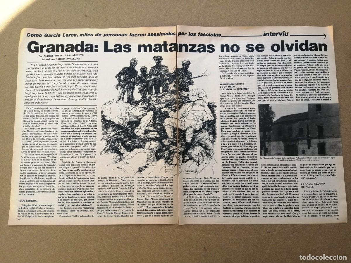 Otros Art&iacute;culos de Coleccionismo en Papel: REPORTAJE. GRANADA, LAS MATANZAS NO SE OLVIDAN. GARCIA LORCA Y OTROS, FUERON ASESINADOS