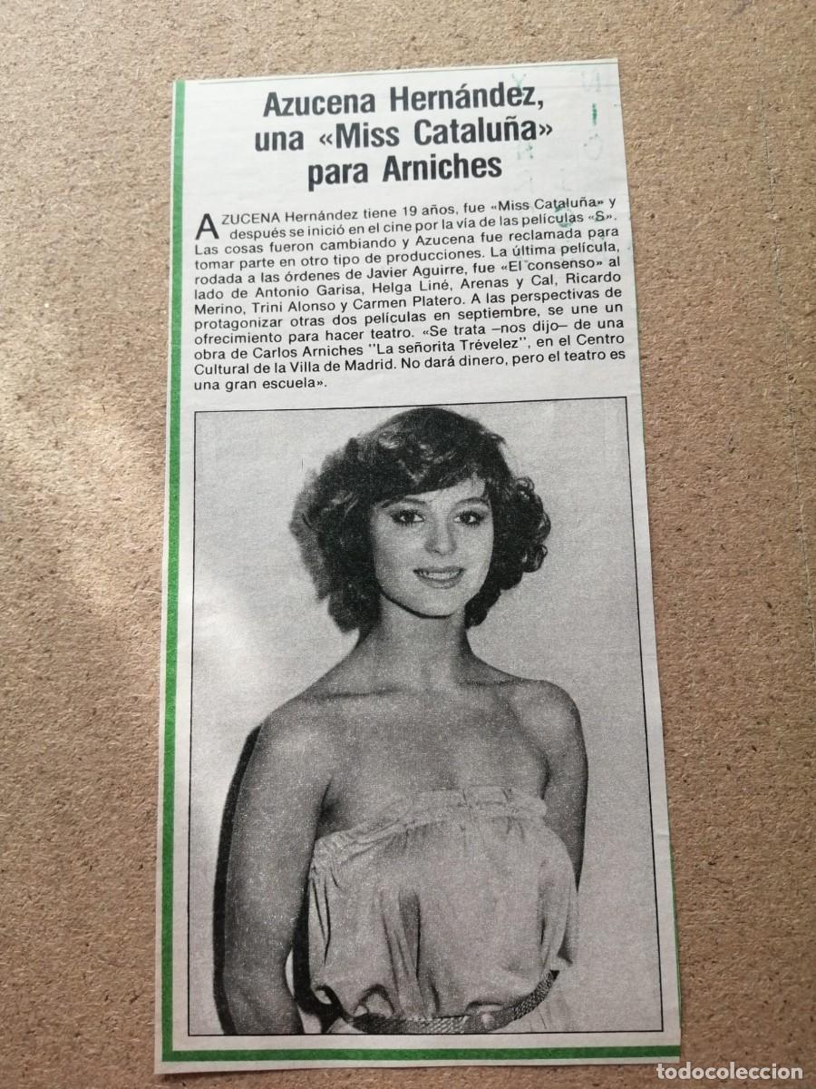 Otros Art&iacute;culos de Coleccionismo en Papel: ARTICULO. AZUCENA HERNANDEZ, UNA MISS CATALU&Ntilde;A PARA ARNICHES