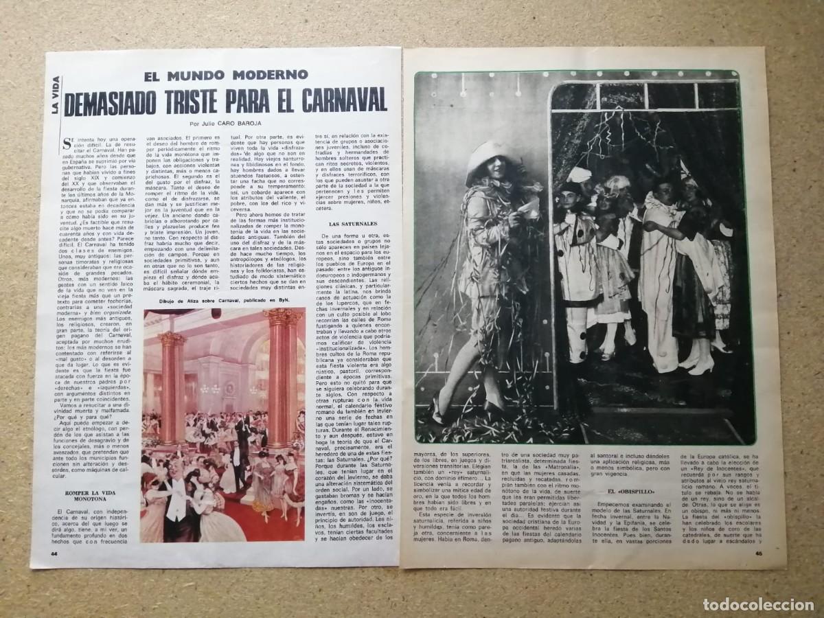 Otros Art&iacute;culos de Coleccionismo en Papel: REPORTAJE. DEMASIADO TRISTE PARA EL CARNAVAL