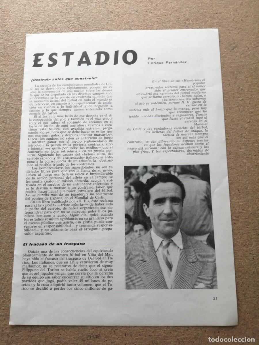 Otros Art&iacute;culos de Coleccionismo en Papel: REPORTAJE. ESTADIO, HELENIO HERRERA - SANTANA - RUIZ SOSA -...