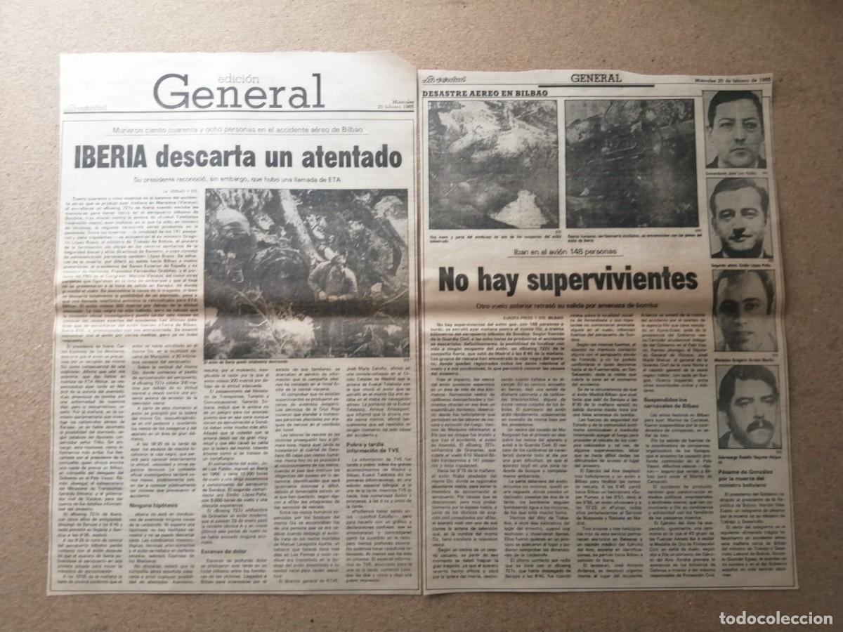 Otros Art&iacute;culos de Coleccionismo en Papel: REPORTAJE. ACCIDENTE AEREO 1985, IBERIA DESCARTA UN ATENTADO