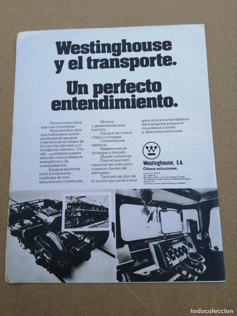 Otros Art&iacute;culos de Coleccionismo en Papel: ANUNCIO. WESTINGHOUSE Y EL TRANSPORTE