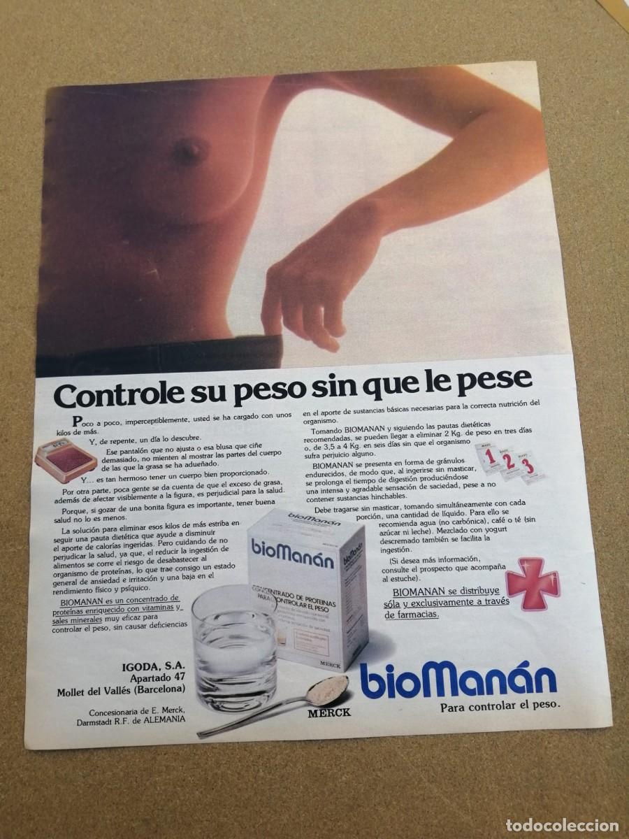 Otros Art&iacute;culos de Coleccionismo en Papel: ANUNCIO. CONTROLE SU PESO CON BIOMANAN