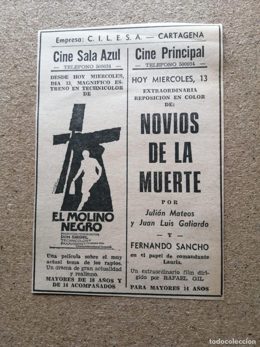 Otros Art&iacute;culos de Coleccionismo en Papel: RECORTE PRENSA PELICULAS. EL MOLINO NEGRO - NOVIOS DE LA MUERTE (CINES DE CARTAGENA)