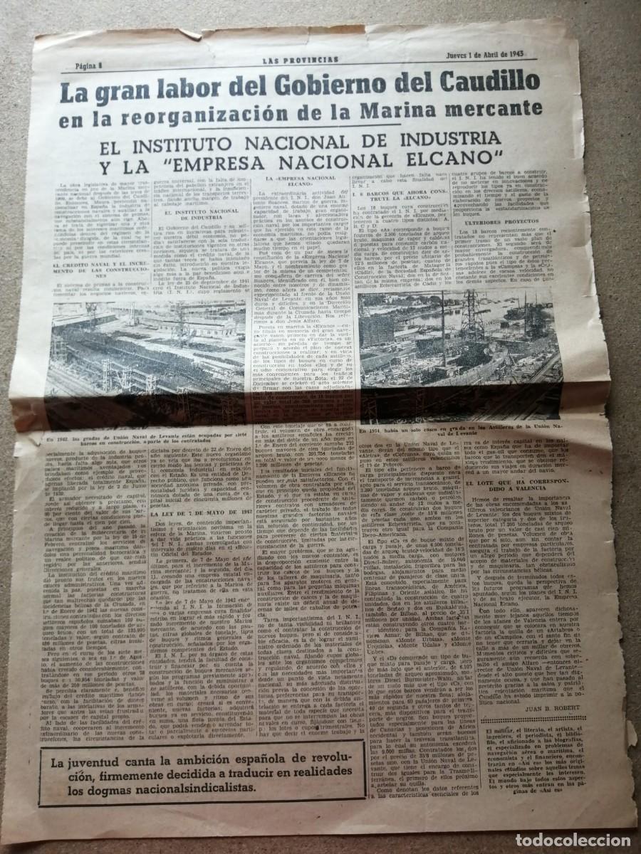 Otros Art&iacute;culos de Coleccionismo en Papel: NOTICIA DE PRENSA. LA GRAN LABOR DEL CAUDILLO EN LA REORGANIZACION DE LA MARINA MERCANTE (1943)
