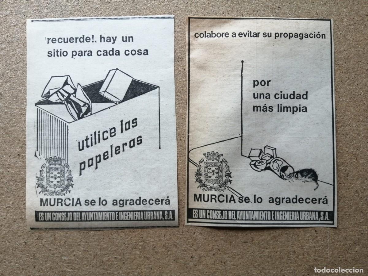 Otros Art&iacute;culos de Coleccionismo en Papel: ANUNCIOS DE PRENSA INGENIERIA URBANA DE MURCIA, A&Ntilde;OS 70. POR UNA CIUDAD MAS LIMPIA