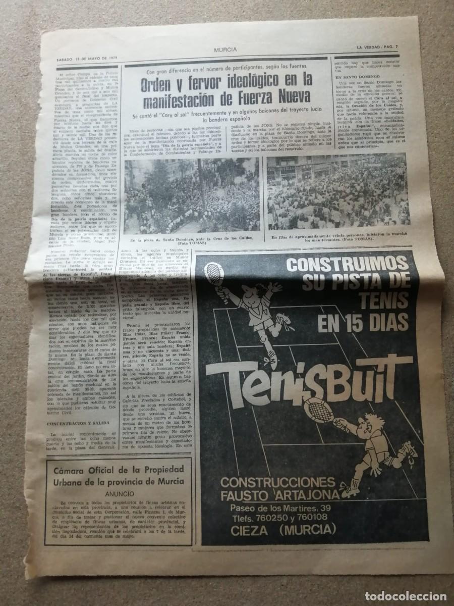 Otros Art&iacute;culos de Coleccionismo en Papel: NOTICIA DE PRENSA. MANIFESTACION DE FUERZA NUEVA EN MURCIA, 1979