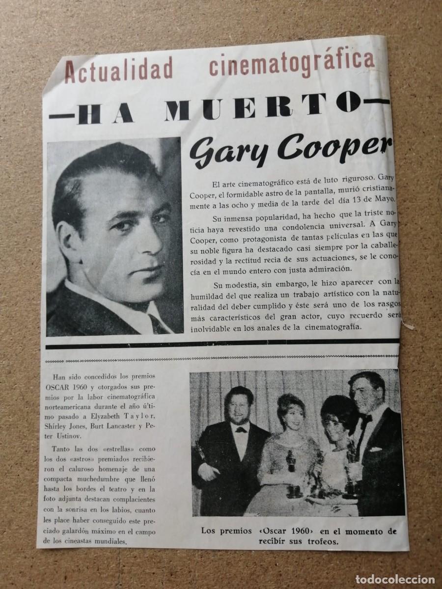 Otros Art&iacute;culos de Coleccionismo en Papel: REPORTAJE. HA MUERTO GARY COOPER