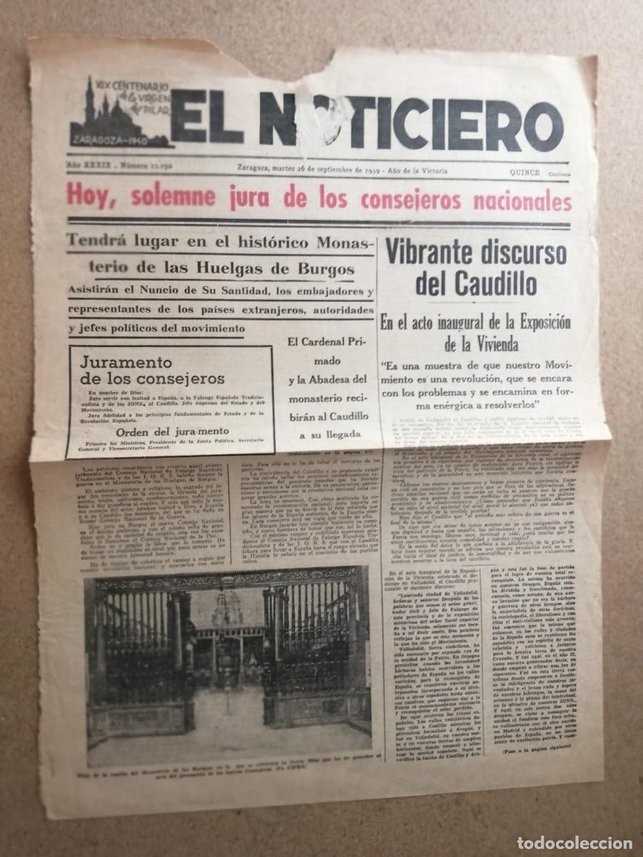 Otros Art&iacute;culos de Coleccionismo en Papel: NOTICIA DE PRENSA. VIBRANTE DISCURSO DEL CAUDILLO - SOLEMNE JURA DE LOS CONSEJEROS NACIONALES (1939)