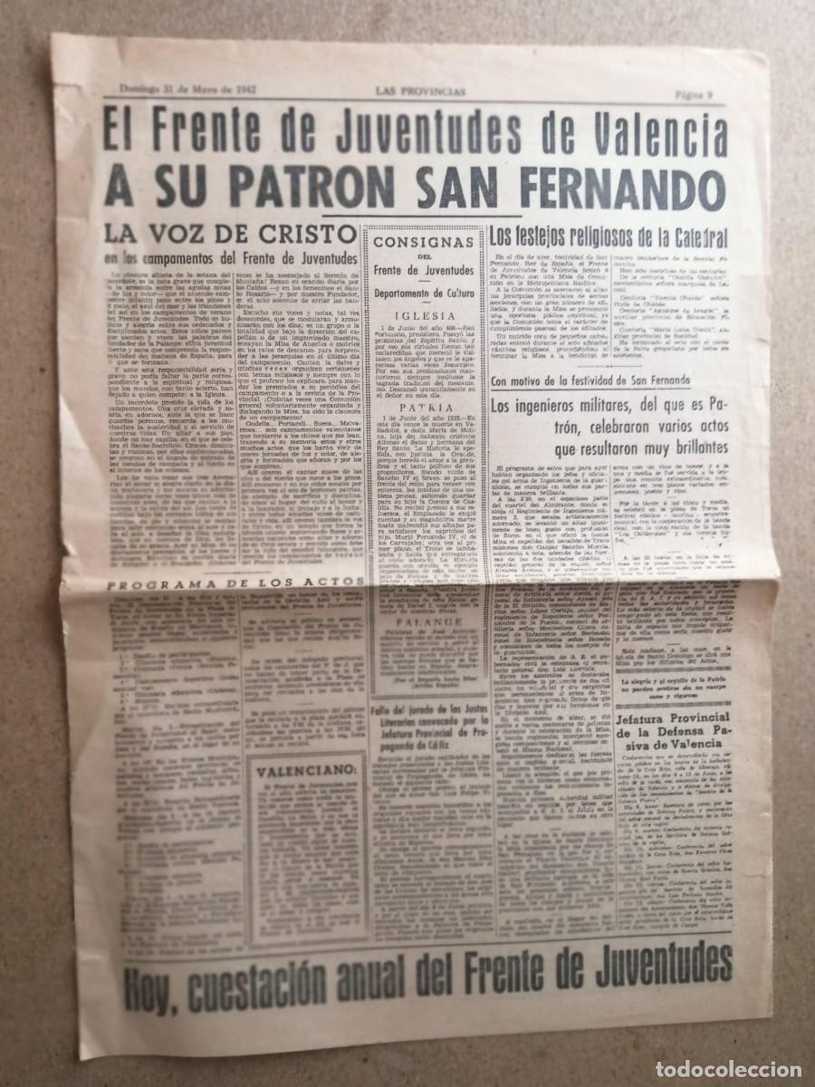 Otros Art&iacute;culos de Coleccionismo en Papel: NOTICIA DE PRENSA. EL FRENTE DE JUVENTUDES DE VALENCIA A SU PATRON SAN FERNANDO (1942)