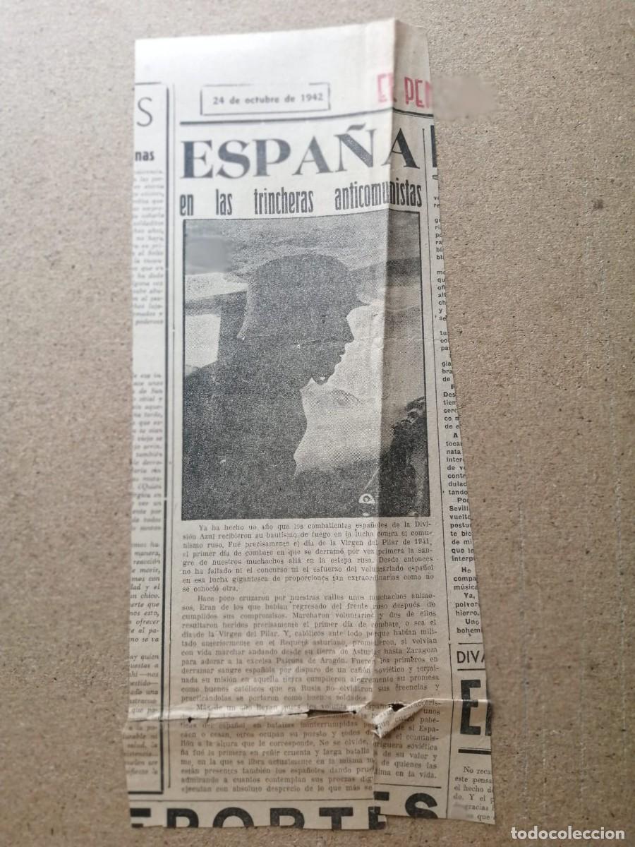 Otros Art&iacute;culos de Coleccionismo en Papel: NOTICIA DE PRENSA (1942). ESPA&Ntilde;A EN LAS TRINCHERAS ANTICOMUNISTAS