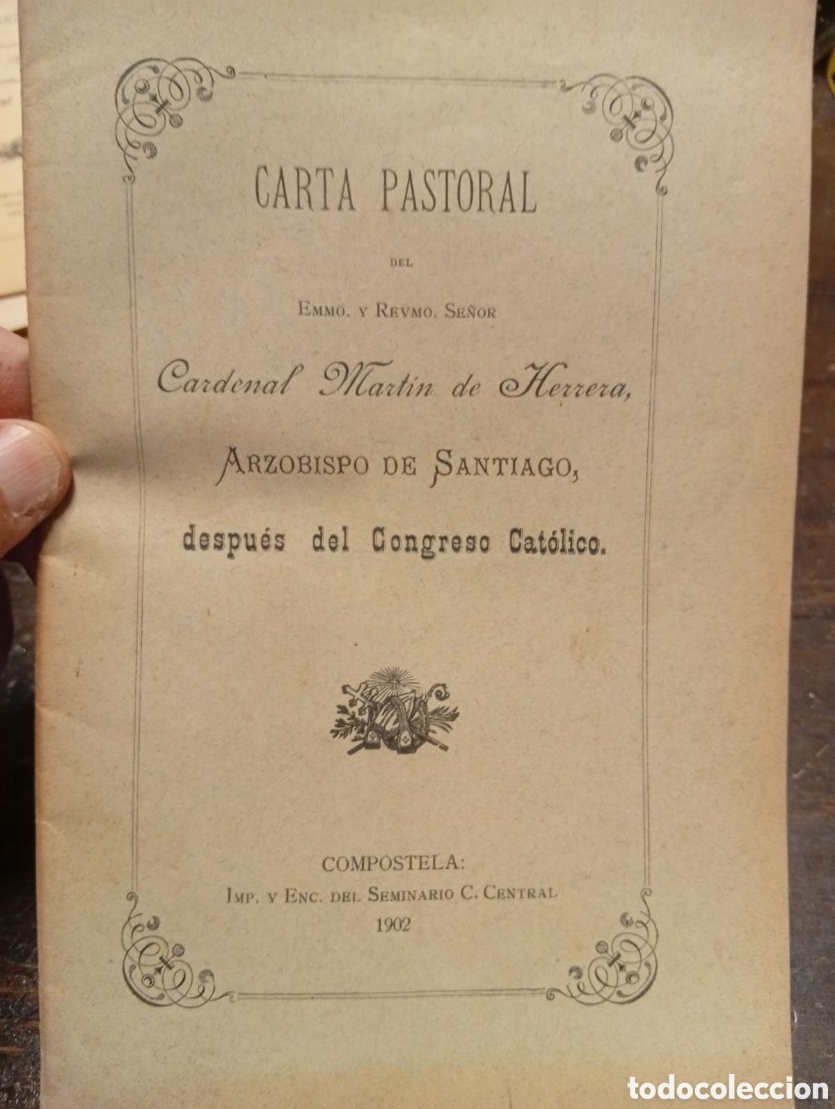 Otros Art&iacute;culos de Coleccionismo en Papel: Antigua carta Pastoral a&ntilde;o 1902 Santiago de Compostela arzobispo cardenal Mart&iacute;n de Herrera