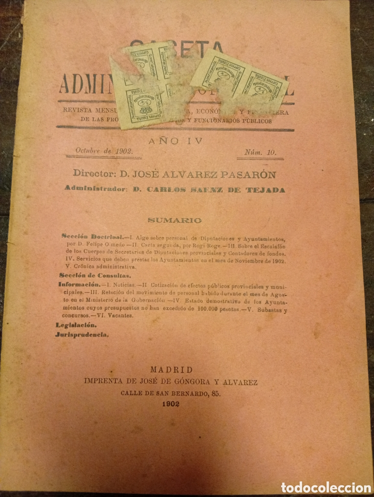 Otros Art&iacute;culos de Coleccionismo en Papel: Madrid a&ntilde;o 1902 gaceta de la administraci&oacute;n local