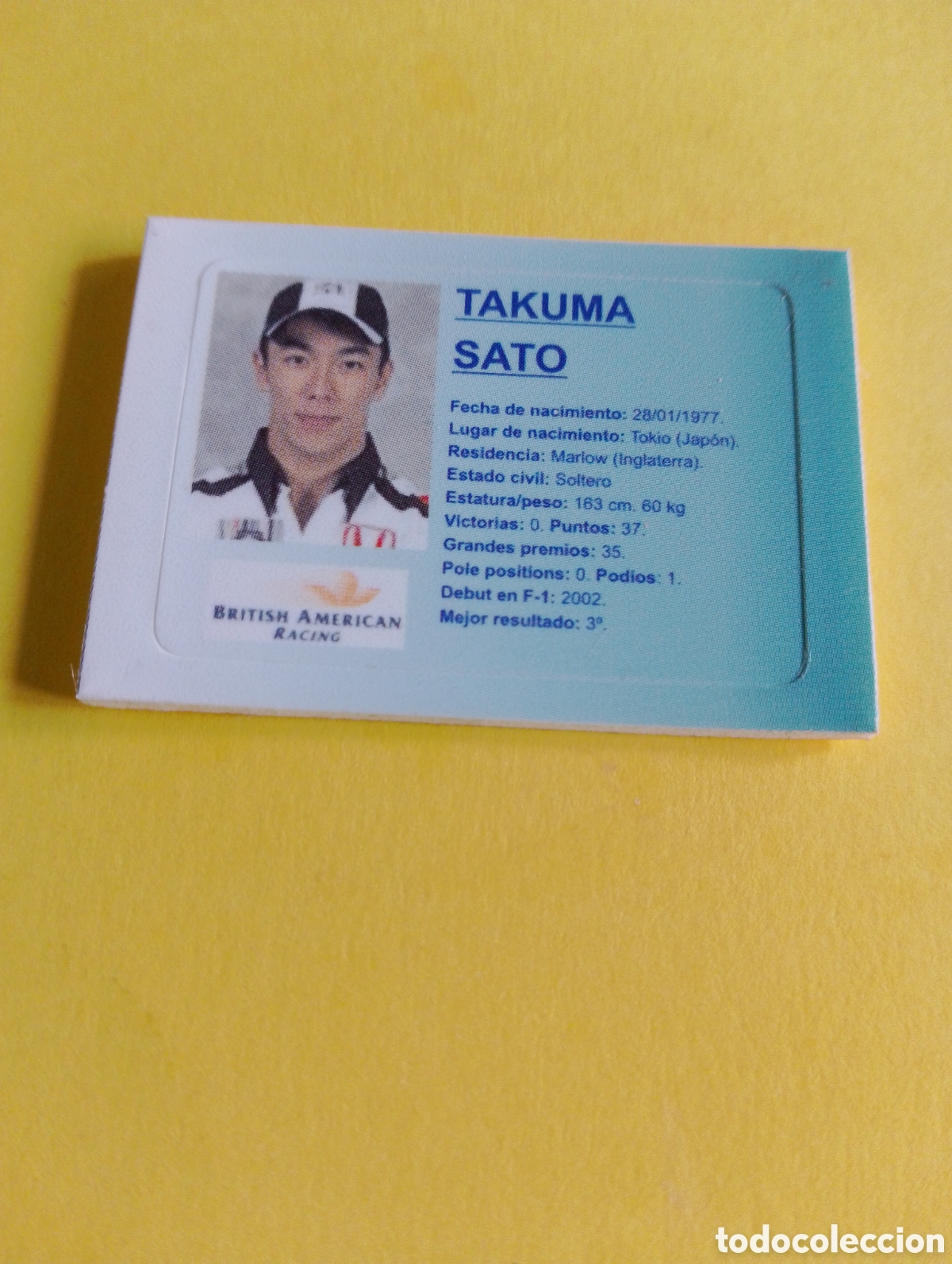 Otros Art&iacute;culos de Coleccionismo en Papel: Cromos Jumper, TAKUMASATO: f&oacute;rmula 1