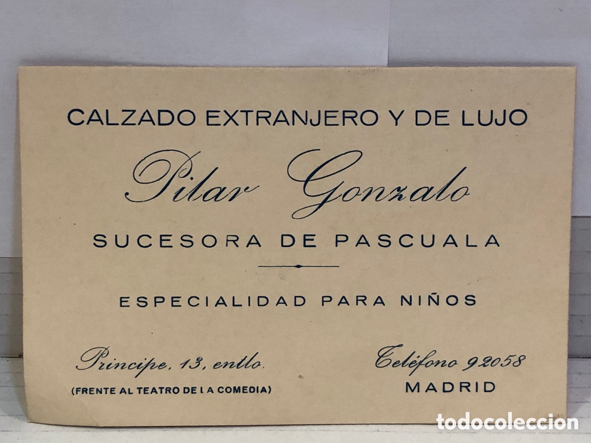 Otros art&iacute;culos de coleccionismo en papel: Tarjeta de presentaci&oacute;n - Pilar Gonzalo. Calzado