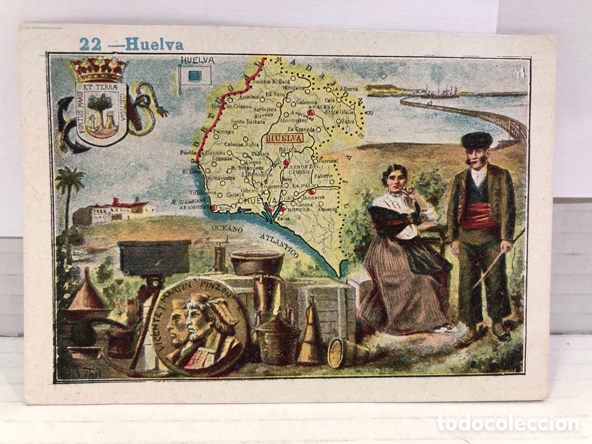 Otros Art&iacute;culos de Coleccionismo en Papel: Propaganda de las Pastillas Pectorales de D. F. Merino e hijo con mapa de Huelva