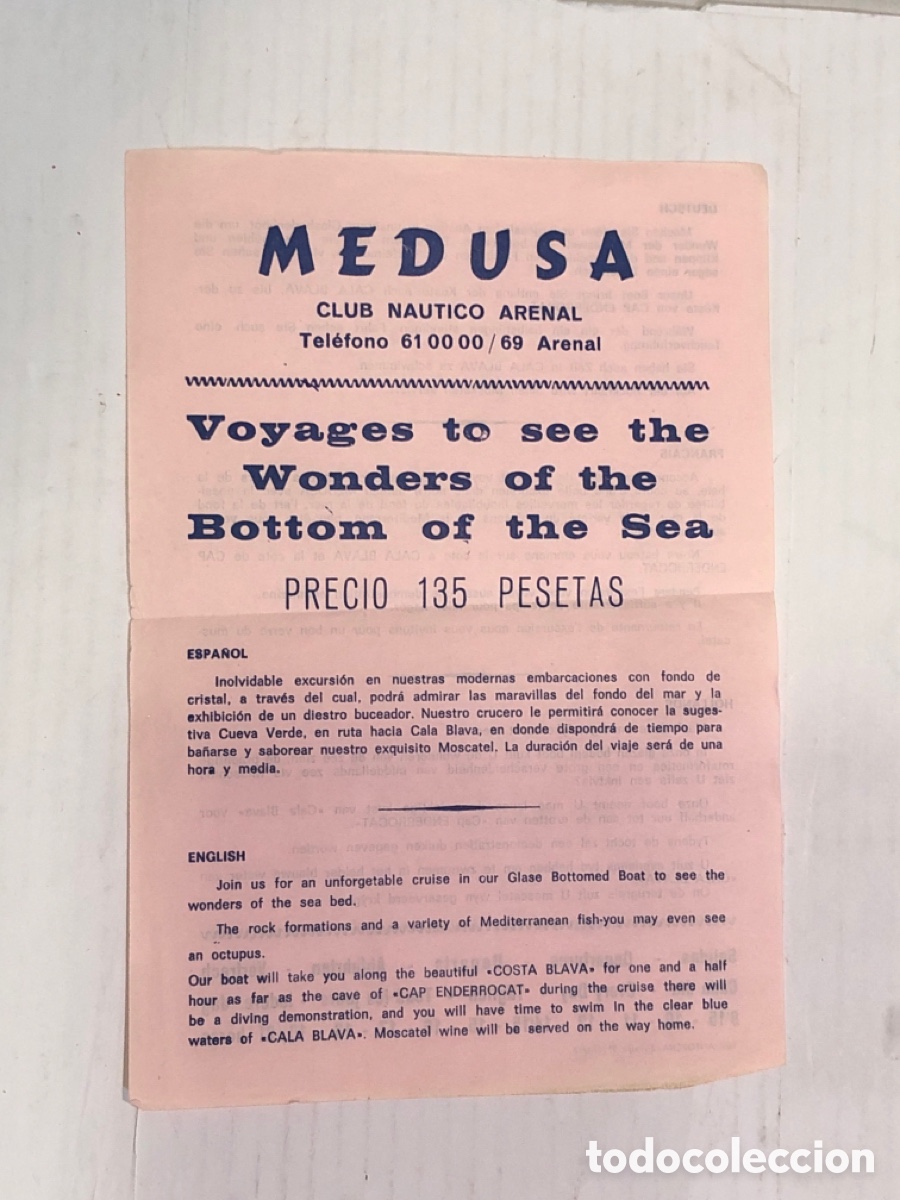Altri oggetti di carta: Flyer Club nautico arenal Medusa