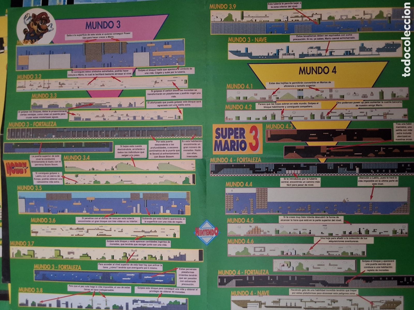 Otros Art&iacute;culos de Coleccionismo en Papel: Hobby consolas suplemento mapa grafico Mario bross 3 mundo 3 4 Sonic