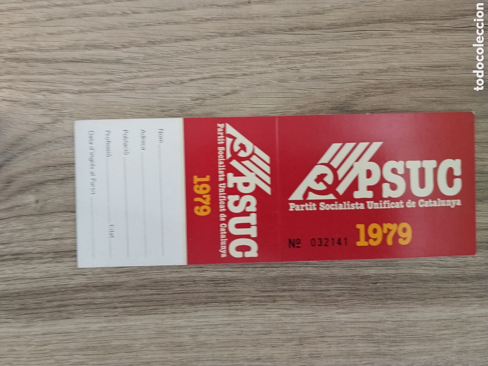 Otros Art&iacute;culos de Coleccionismo en Papel: Carnet pol&iacute;tico transici&oacute;n PSUC. Partit socialista unificat de Catalunya.pce.ccoo.mce.oic.pte.ort.lc