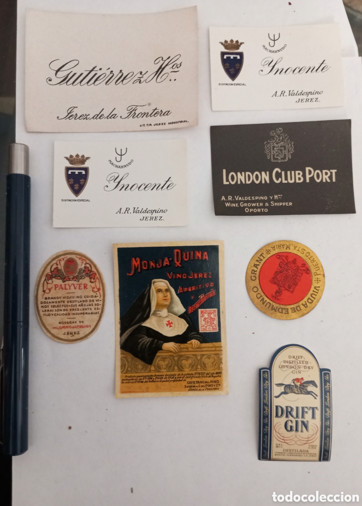 Otros Art&iacute;culos de Coleccionismo en Papel: 8 peque&ntilde;as etiquetas vinos y licores de Jerez