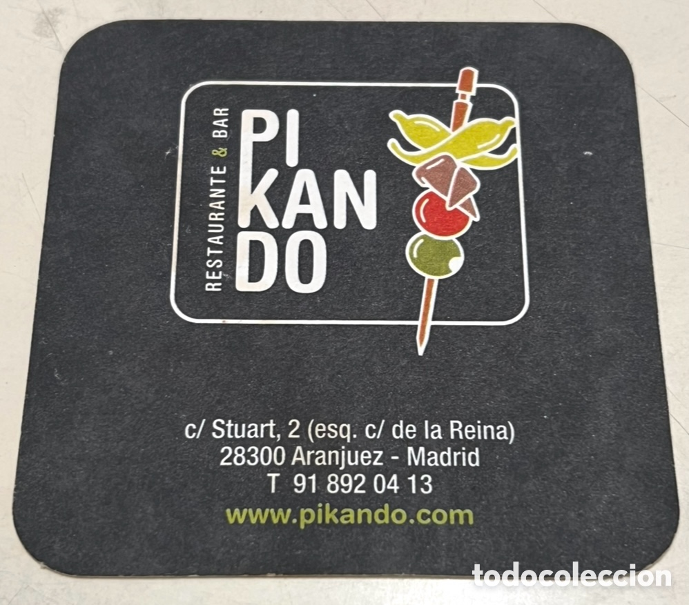 Otros Art&iacute;culos de Coleccionismo en Papel: Posavasos. Restaurante & Bar PIKANDO. Aranjuez. Madrid. A&ntilde;os 70.
