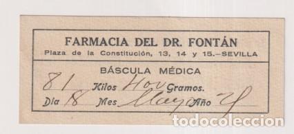 Otros Art&iacute;culos de Coleccionismo en Papel: &rdquo;Tique de peso. Farmacia del Dr. Font&aacute;n-Sevilla. 18 de mayo de 1921. Publicidad del Jarabe Poli&aacute;mico