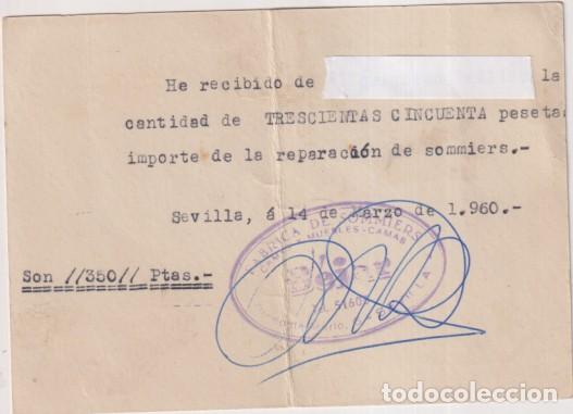 Otros Art&iacute;culos de Coleccionismo en Papel: Factura de Venta al dorso de una tarjeta de Publicidad de f&aacute;brica de colchones