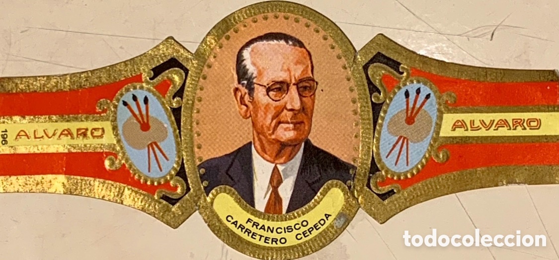 Otros Art&iacute;culos de Coleccionismo en Papel: Vitola. Tabaco Alvaro. Pintores. Francisco Carretero Cepeda. A&ntilde;os 70.