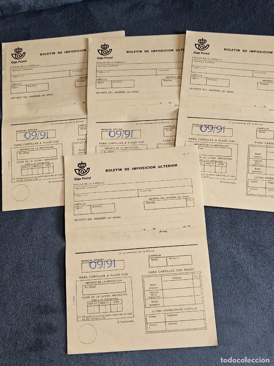 Otros Art&iacute;culos de Coleccionismo en Papel: Antiguo Lote De 4 Hojas Dobles Bolet&iacute;n De Imposici&oacute;n Ulterior De La Caja Postal Espa&ntilde;ola, De 1980.