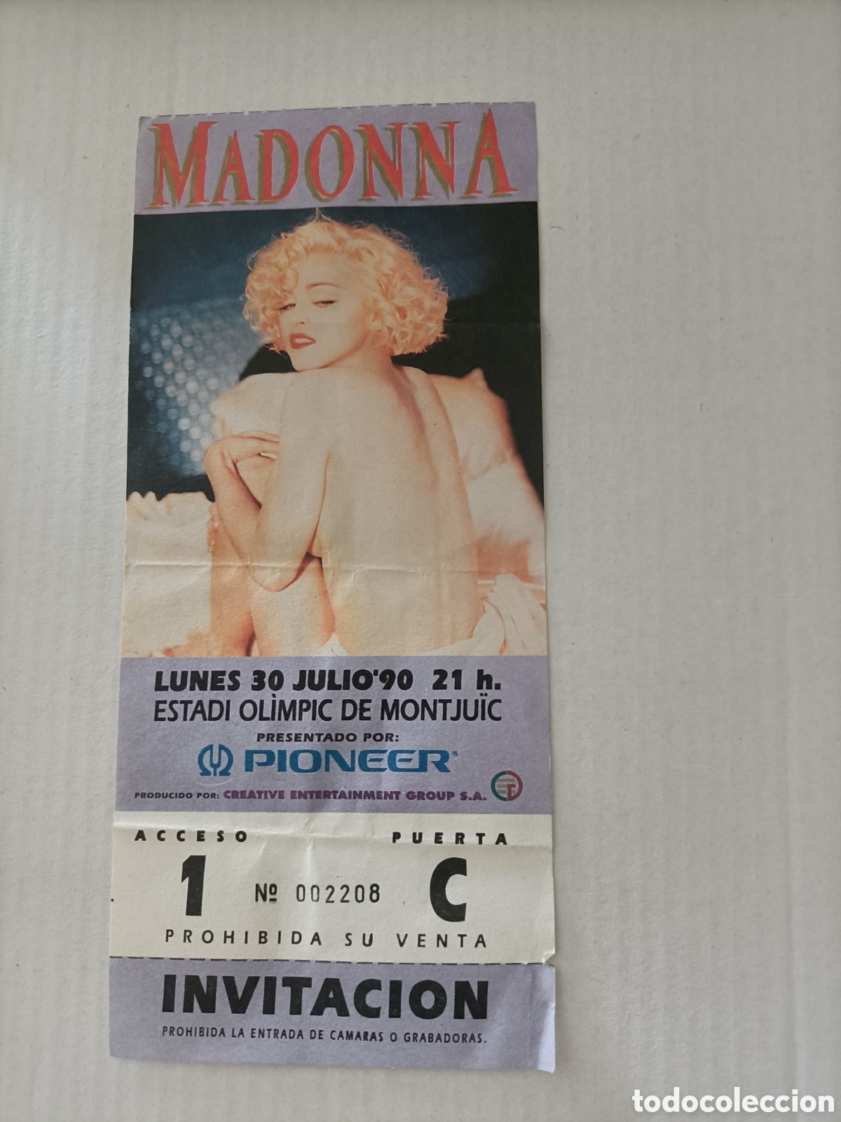Otros Art&iacute;culos de Coleccionismo en Papel: Entrada Concierto Madonna,A&ntilde;o 90 estado Olimpic Montjuic
