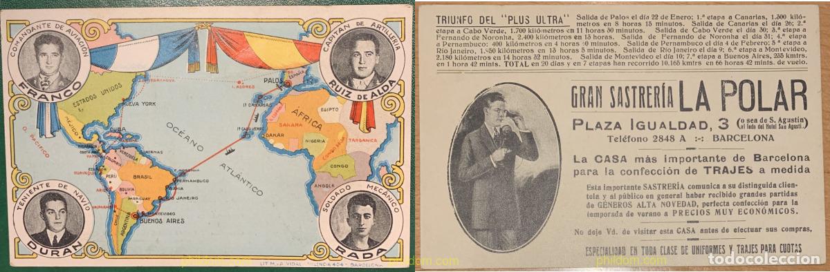 Otros Art&iacute;culos de Coleccionismo en Papel: PROPAGANDA VUELO PLUS ULTRA PUBLICIDAD GRAN SASTRERIA LA POLAR