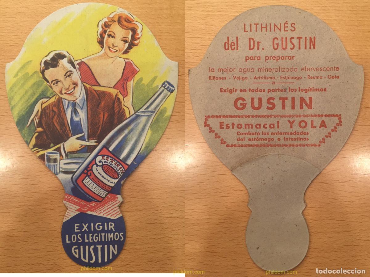 Otros Art&iacute;culos de Coleccionismo en Papel: ANTIGUO ABANICO PUBLICITARIO GUSTIN. Agua mineral. A&ntilde;os 1950s