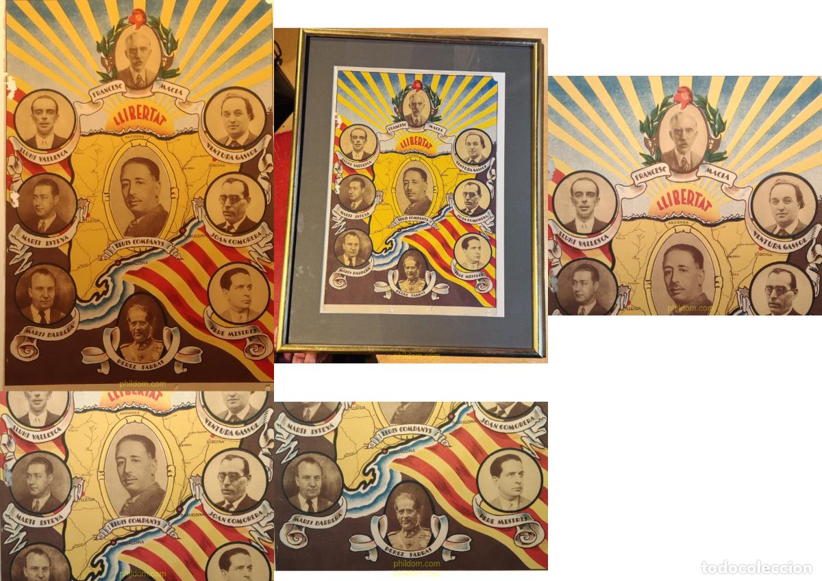 Otros Art&iacute;culos de Coleccionismo en Papel: CARTEL LITOGRAFICO LLIBERAT REPUBLICA CATALANA 1937 FRANCESC MACIA LLUIS COMPANYS