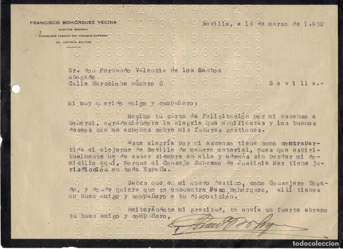 Otros Art&iacute;culos de Coleccionismo en Papel: FRANCISCO BOHORQUEZ VECINA CARTA 1952 M20
