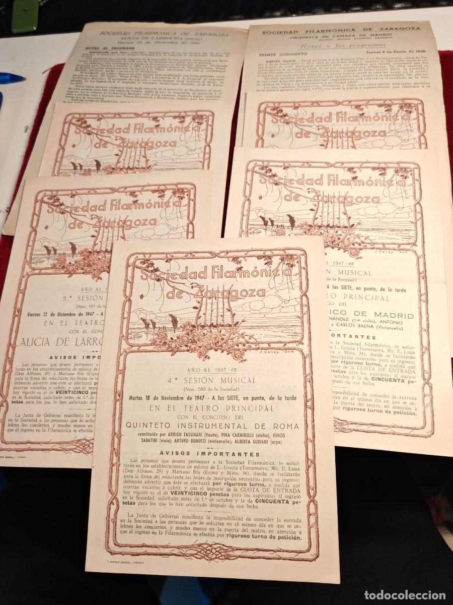 Sammelleidenschaft Andere Papierartikel: Lote folletos sociedad Filarm&oacute;nica de Zaragoza a&ntilde;os cuarenta