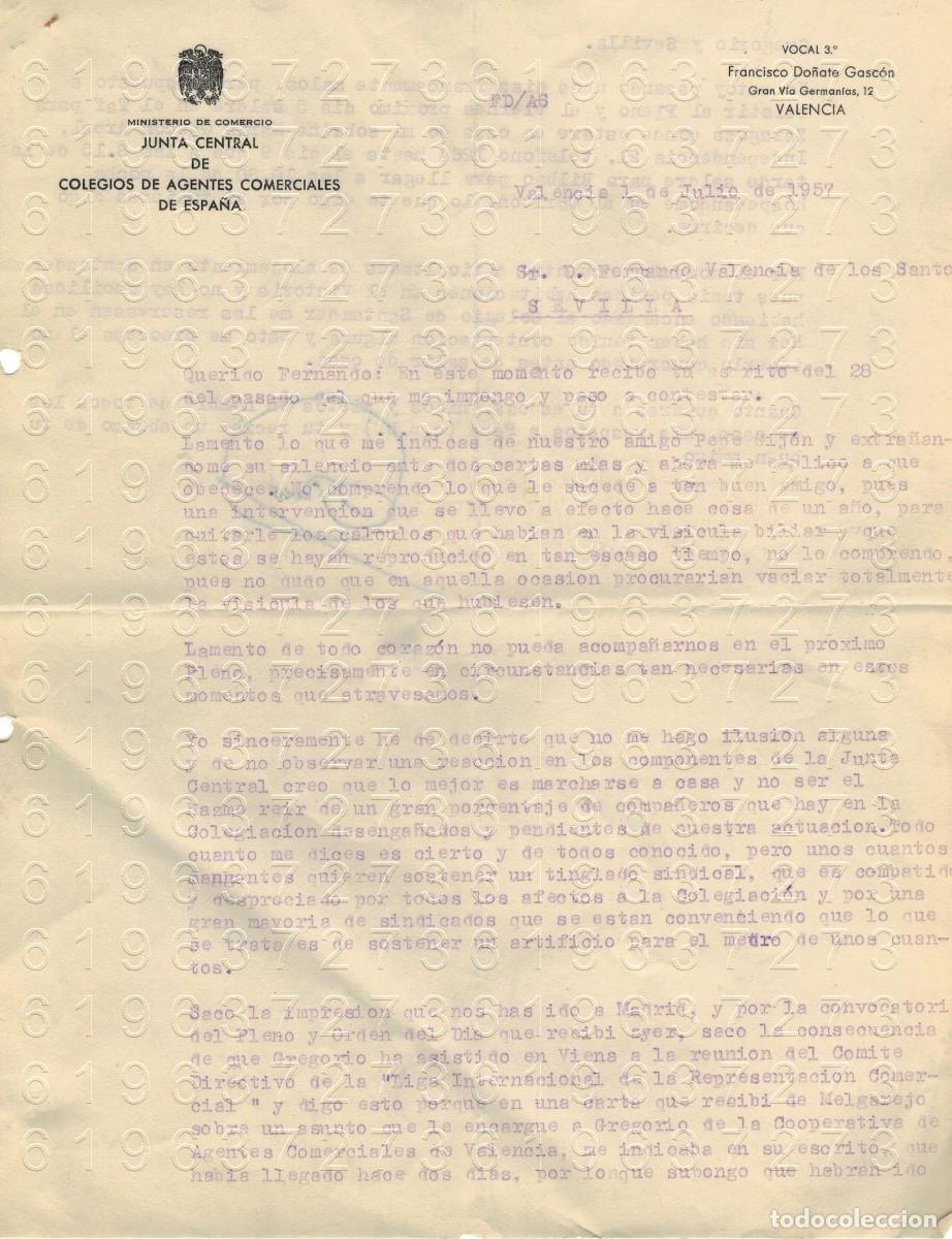 Otros Art&iacute;culos de Coleccionismo en Papel: FRANCISCO DO&Ntilde;ATE GASCON VALENCIA SEVILLA CARTA 1957 M20