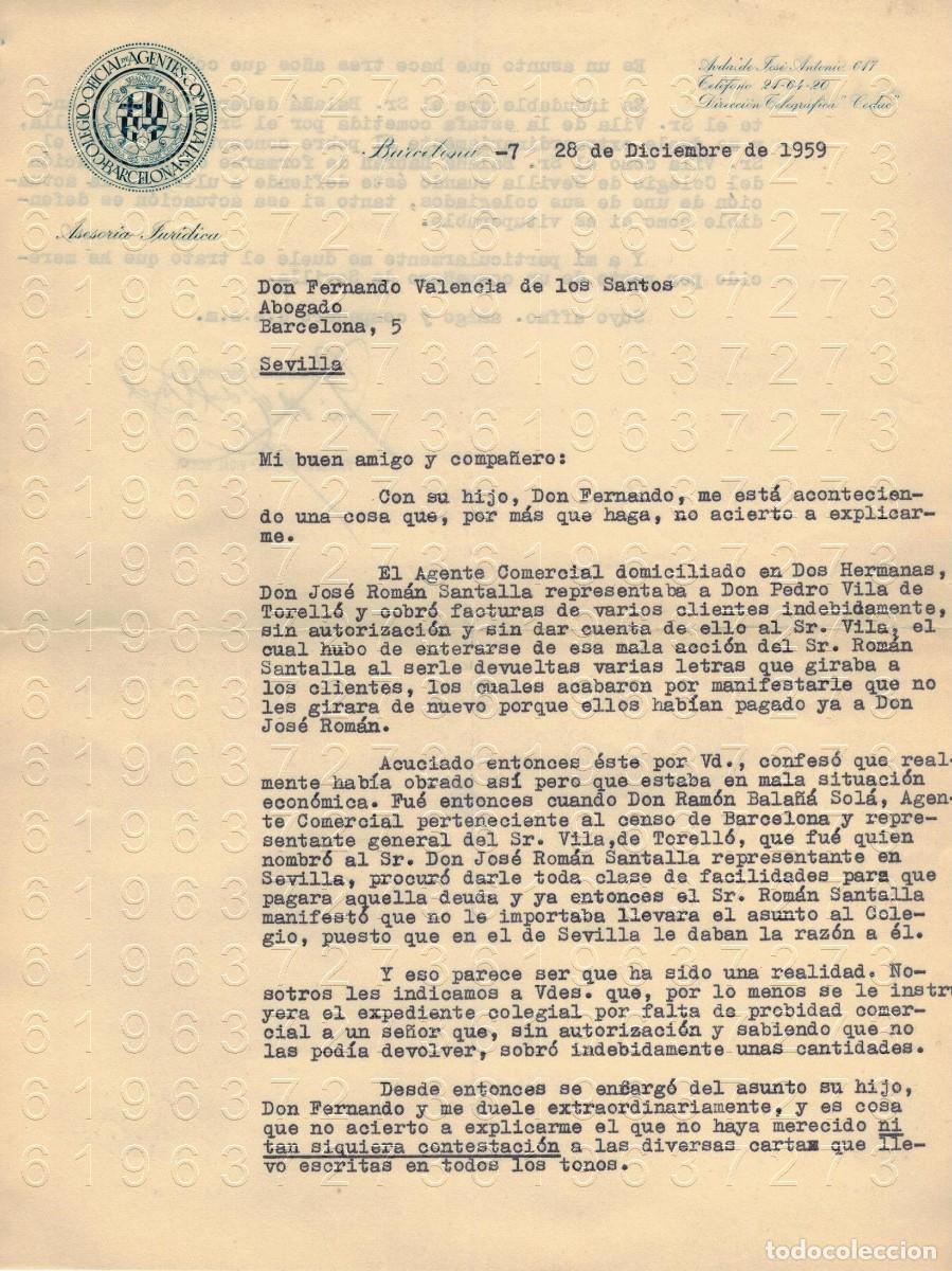 Otros Art&iacute;culos de Coleccionismo en Papel: JOSE MARIA VIDAL BOSCH CARTA 1959 M20