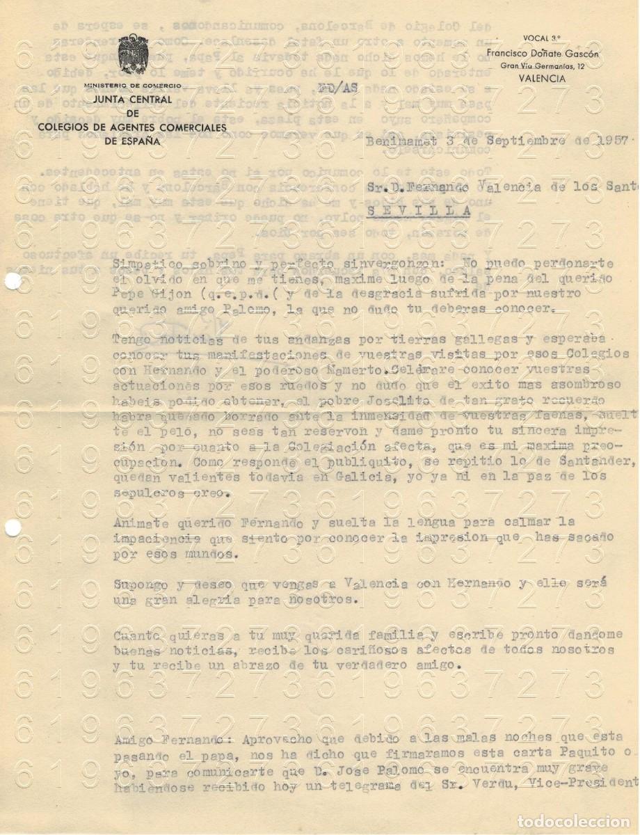 Otros Art&iacute;culos de Coleccionismo en Papel: FRANCISCO DO&Ntilde;ATE GASCON VALENCIA CARTA 1957 M20