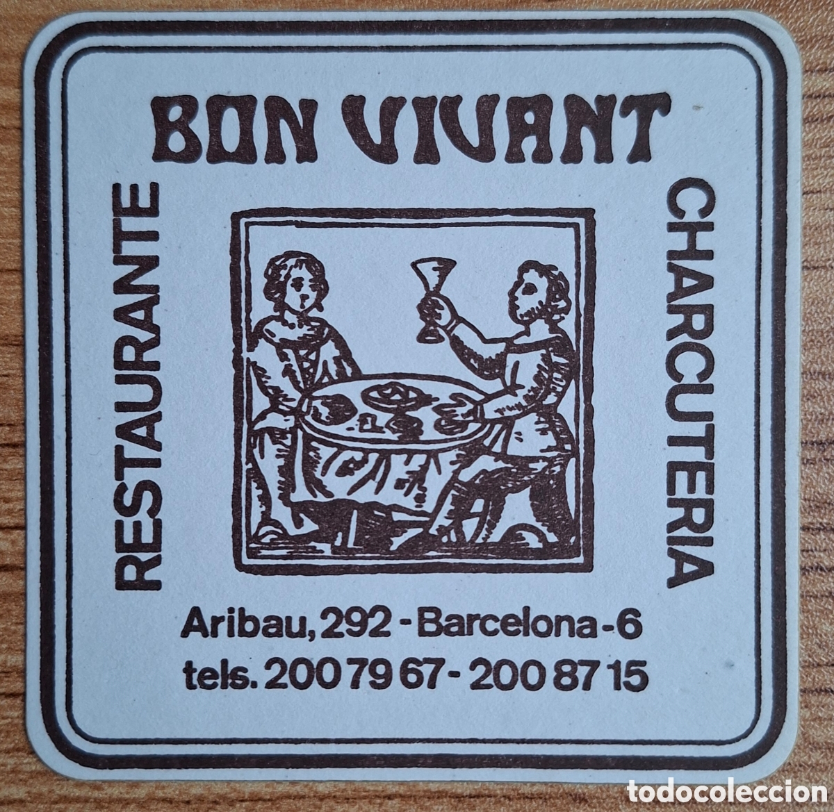 Otros Art&iacute;culos de Coleccionismo en Papel: Posavasos Restaurante Charcuter&iacute;a Bon Vivant - Barcelona